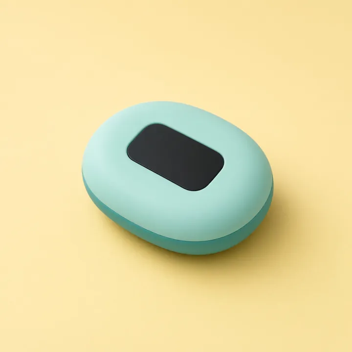 Mint green floating bath thermometer with a dark display