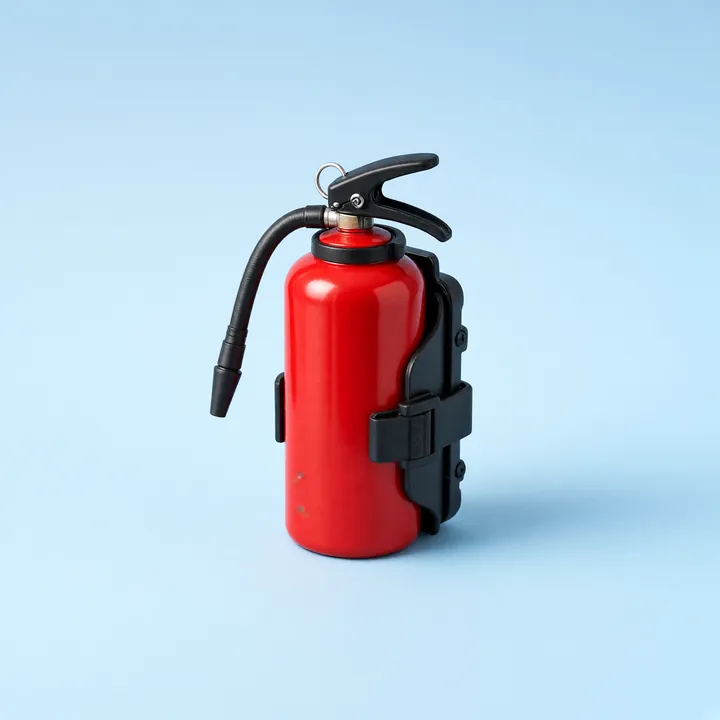 Compact red car fire extinguisher in a black mounting bracket