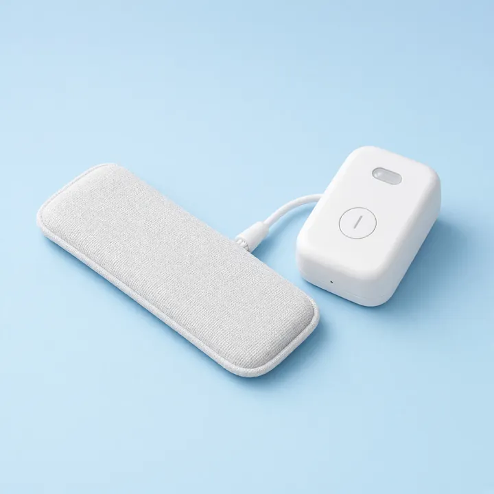 Gray rear-seat reminder pad connected to a small white alert unit
