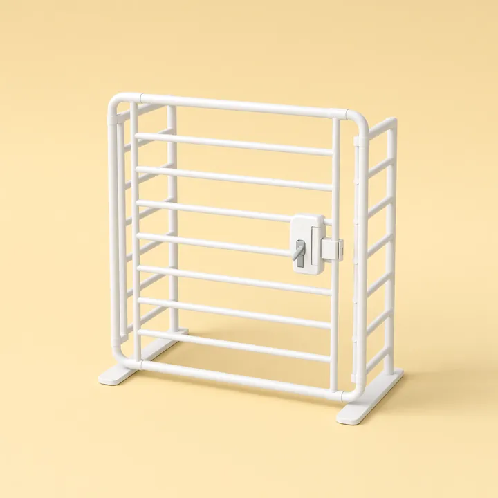 White metal window guard with horizontal bars